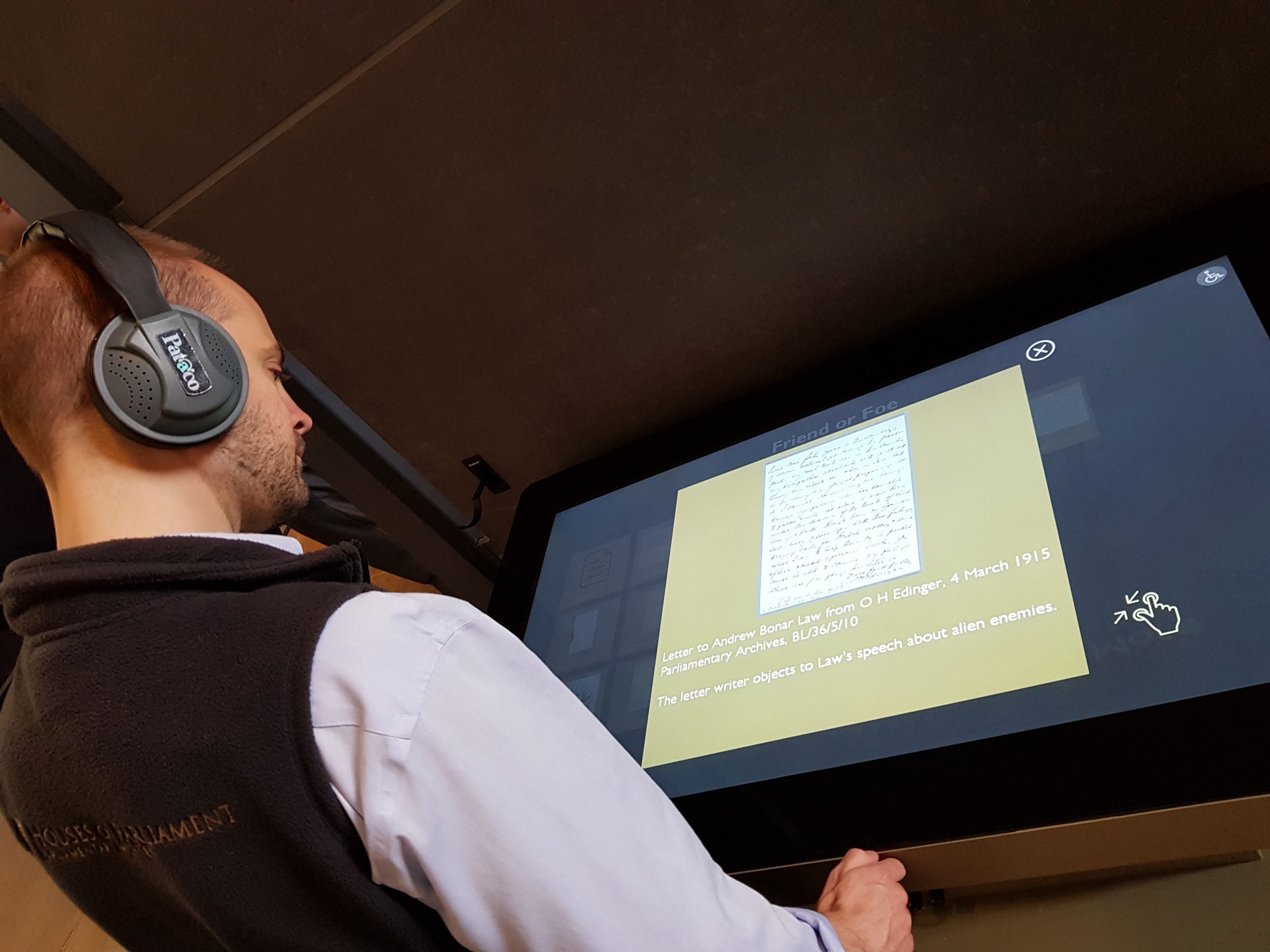 User Listening to Audio Recordings Using Touch Table