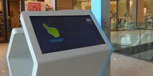 Digital wayfinding kiosk in a public space