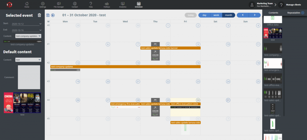 PeakSinage scheduling tool
