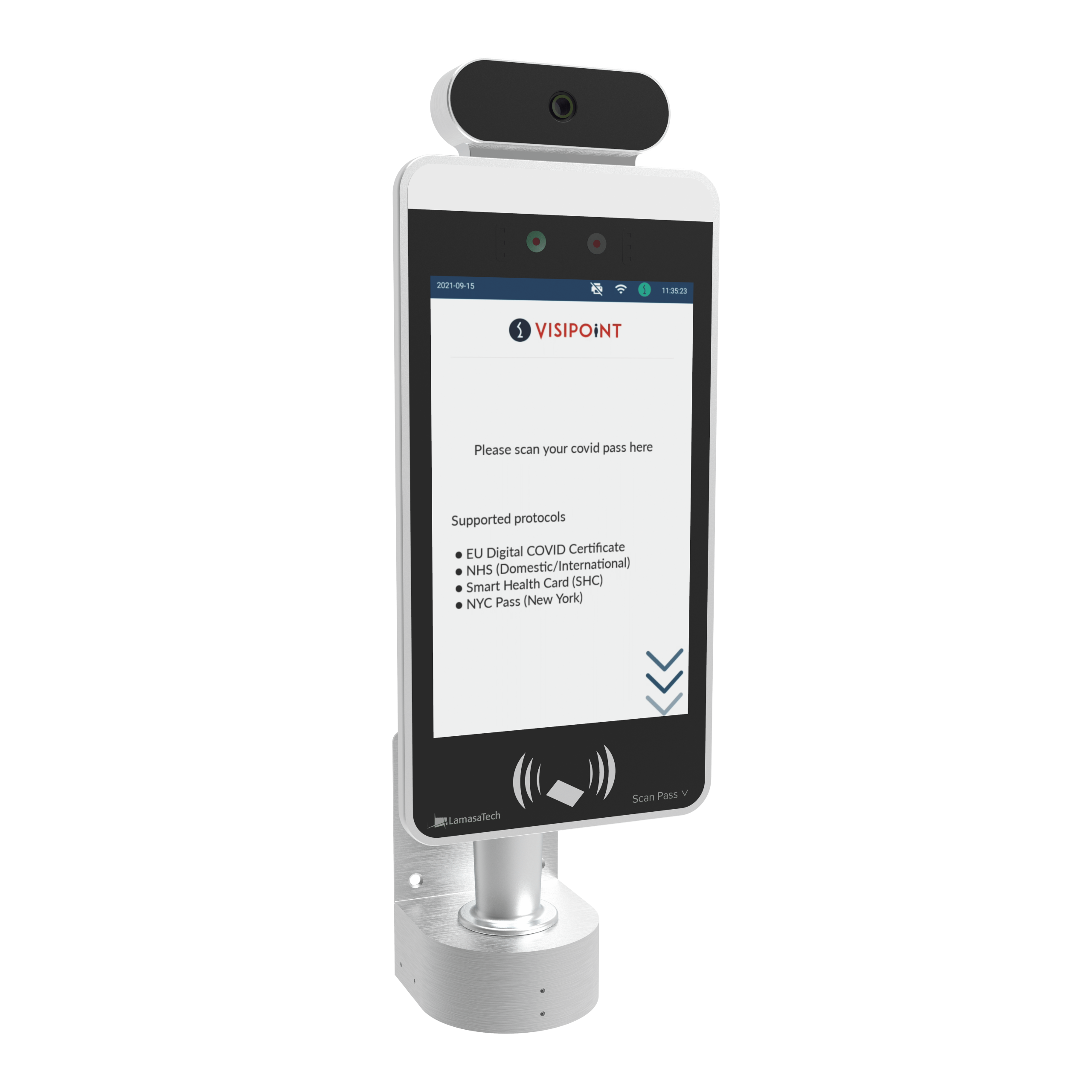 Vaccine Pass Scanning Screen on Zentron 8 Wall Mount Device Vaccine Pass Scanning Screen on Zentron 8 Wall Mount Device