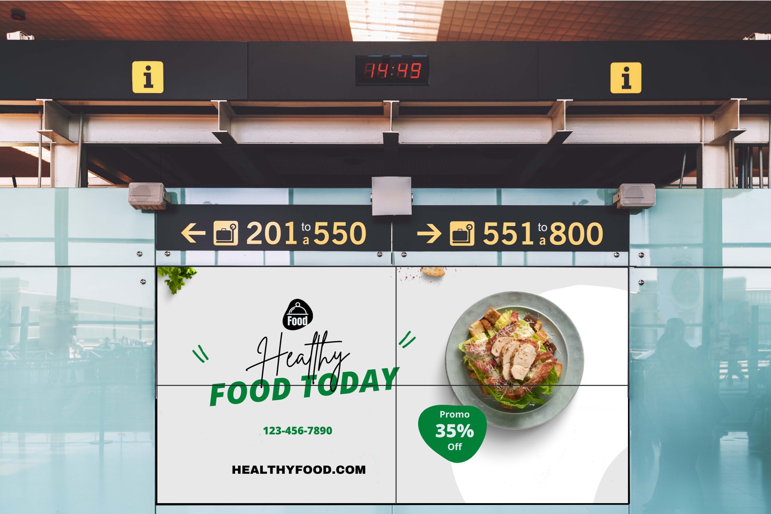 departures-and-arrival-board-video wall mockup-min LamasaTech ultra narrow bezel video wall in departure lounge