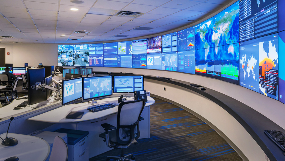 Video wall used in a control room