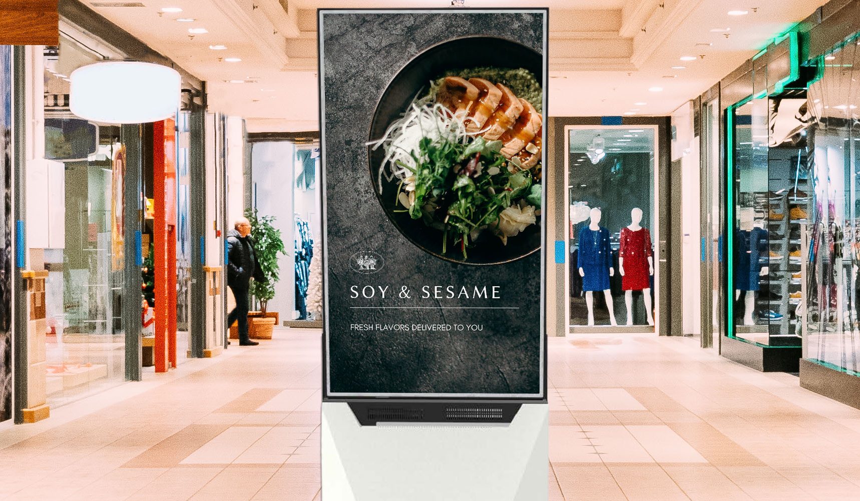 digital signage kiosk in shopping centre