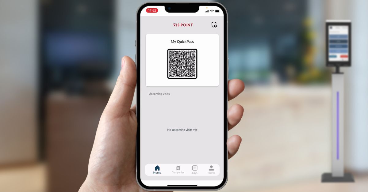 Mobile app QR code for signing in on a kiosk