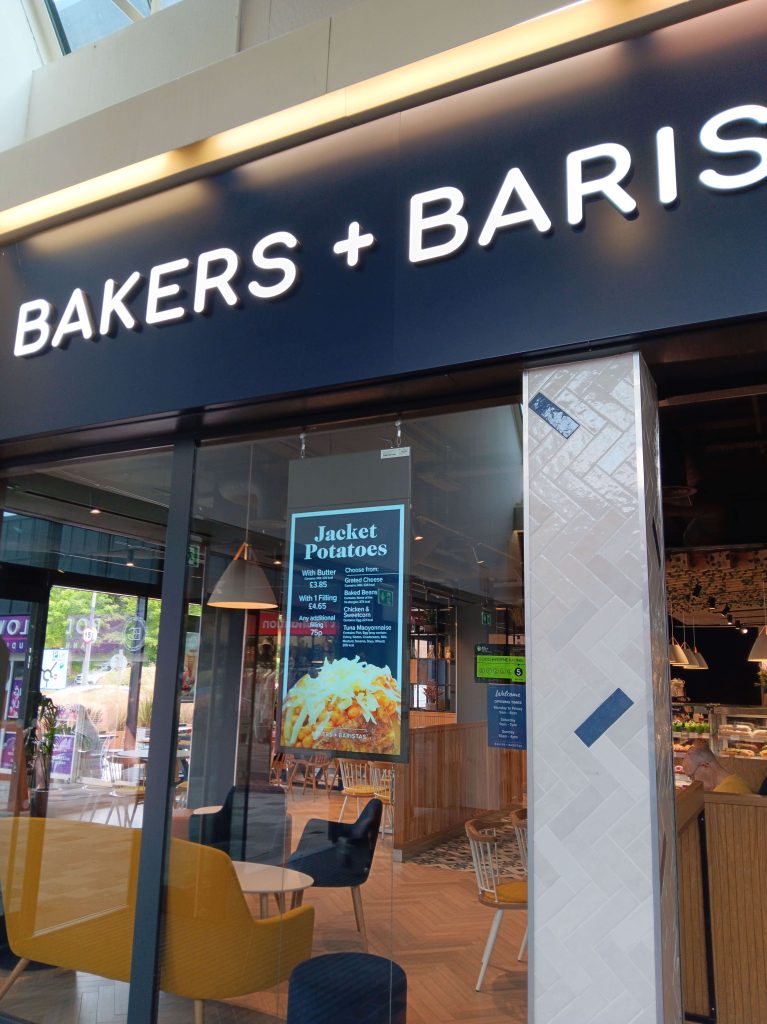 Bakers + baristas window display from the outside
