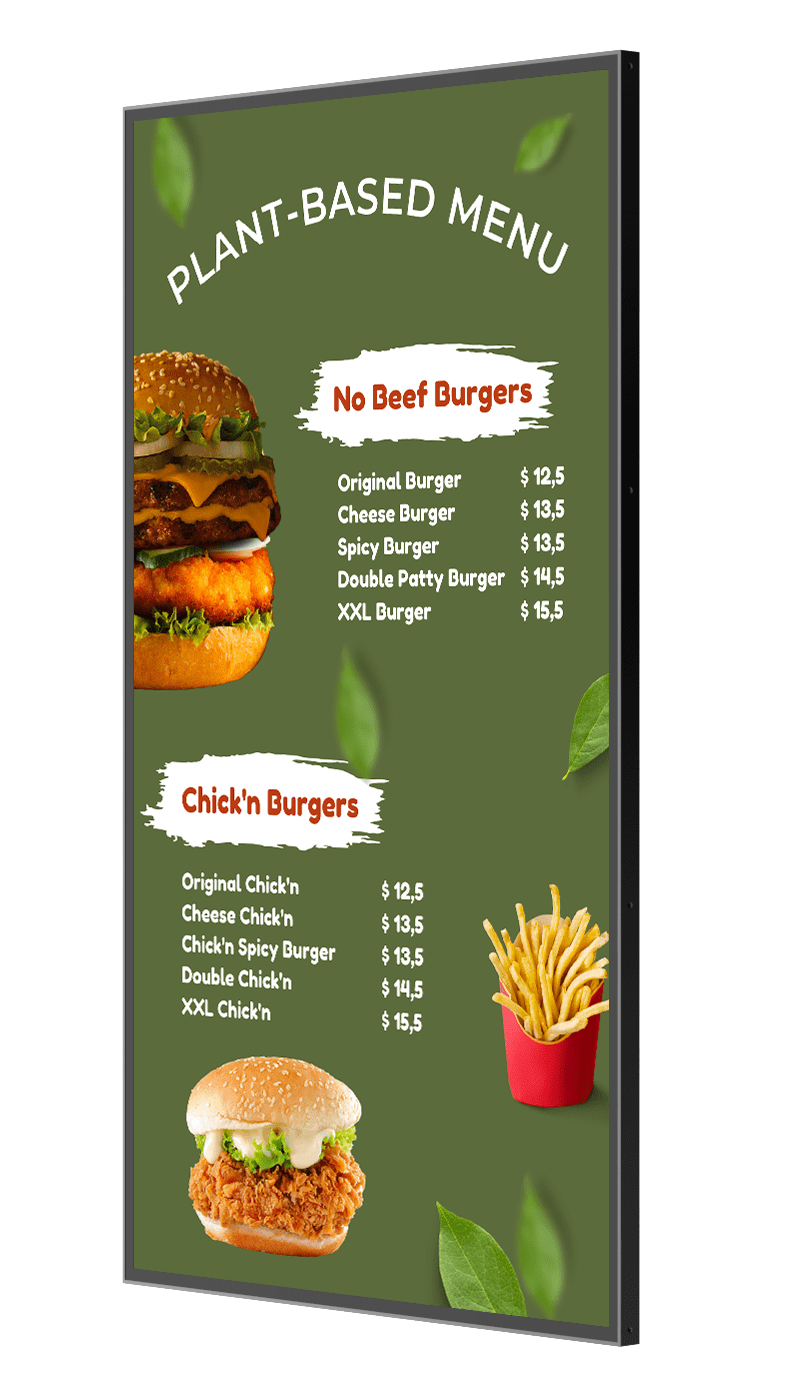 Versi indoor digital signage display used as menu board