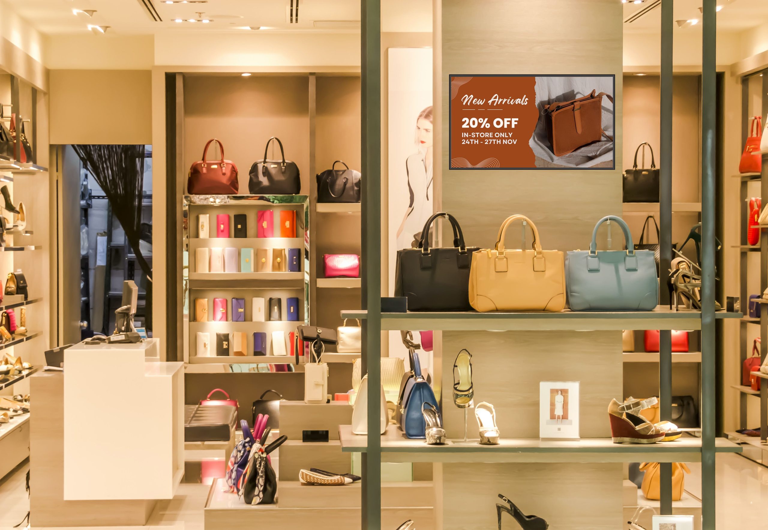 Versi indoor digital signage display in fashion store