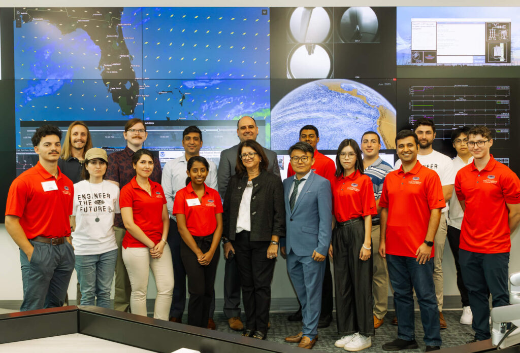 Florida Atlantic University team standing in front of LCD Video Wall 