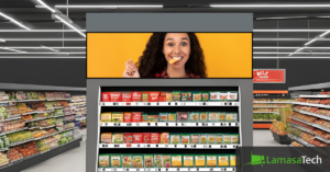 Digital endcap display at a supermarket