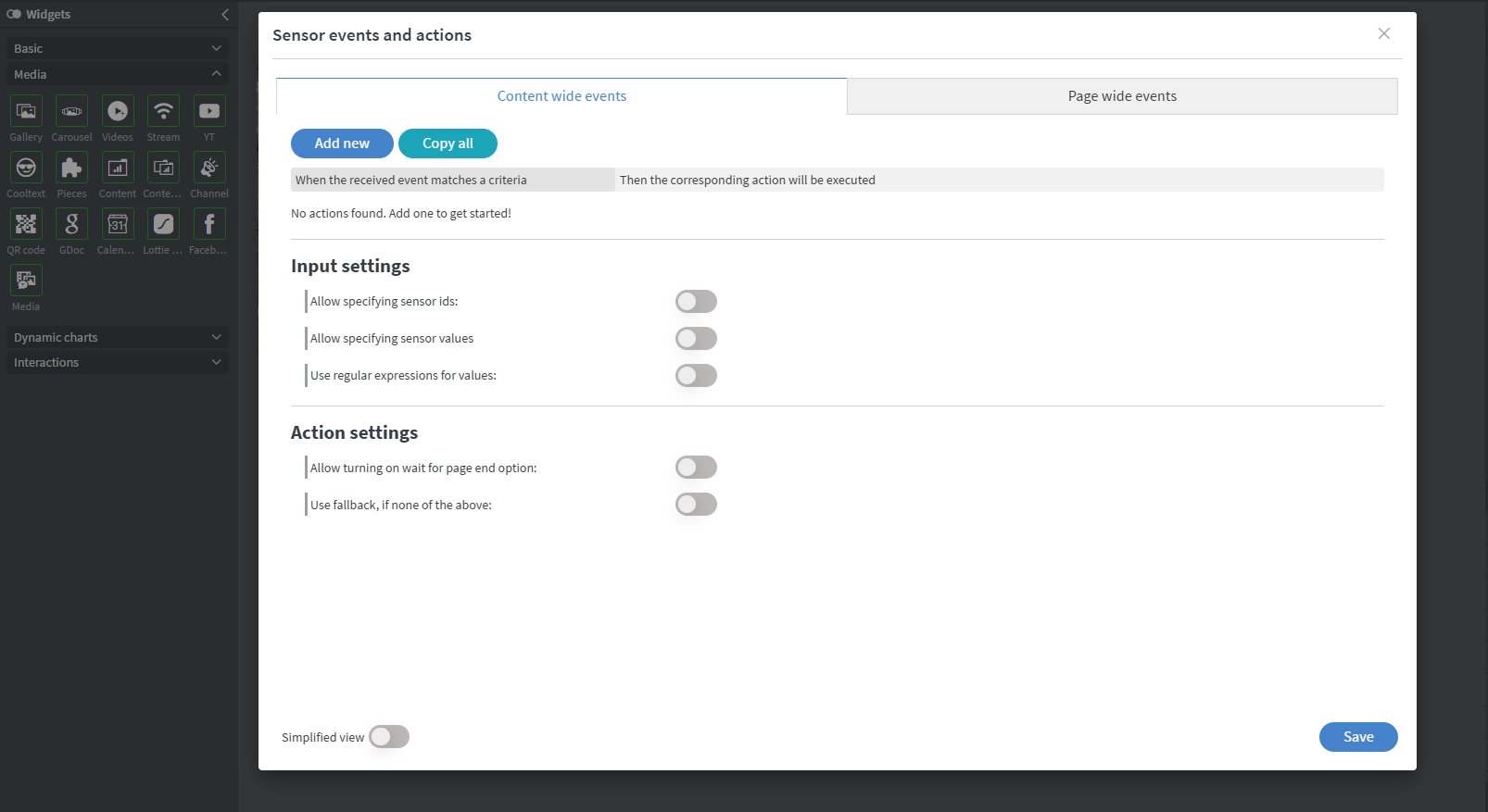 PeakSignage 2.0 - Sensor events