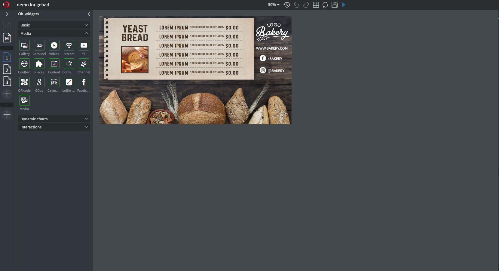 PeakSignage 2.0 content editor