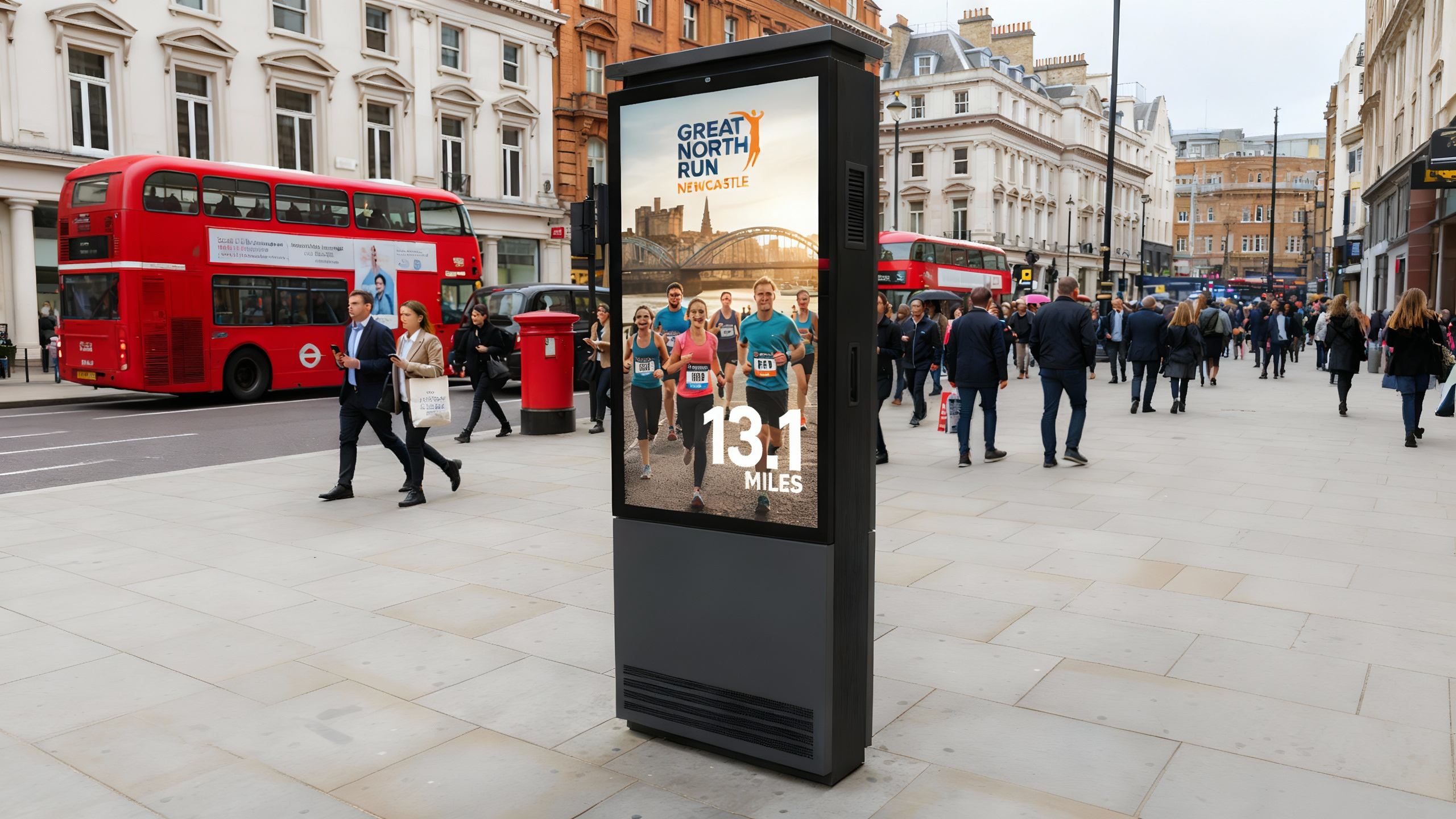 Versi Outdoor Floor Freestanding Digital Poster Kiosk in a city centre location