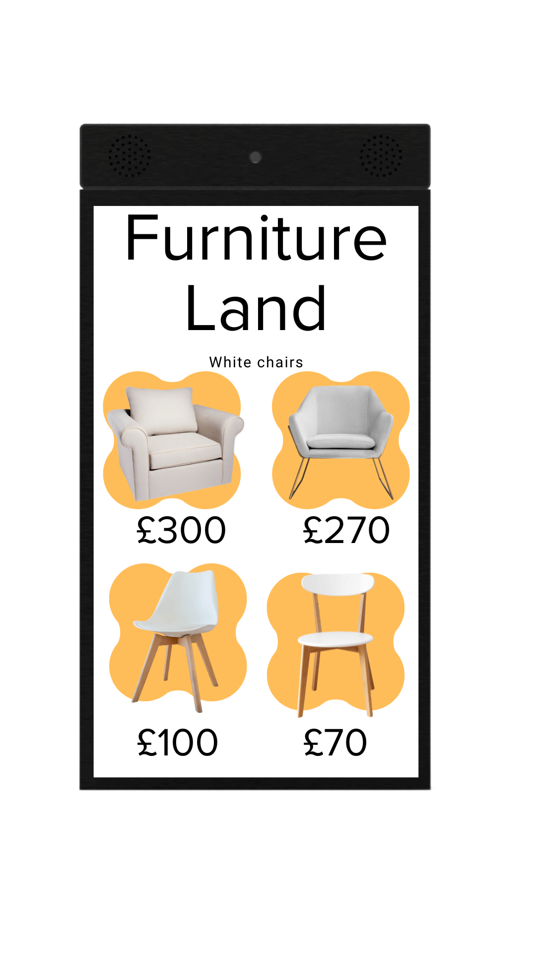 Furniture Display on a Muro Canvas with 3-in-1 communication Bar