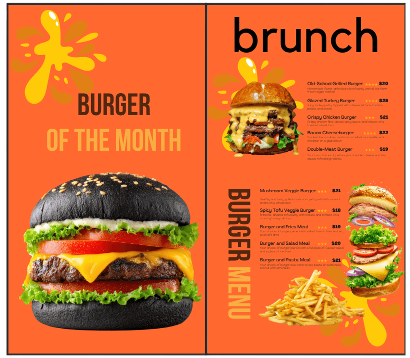 Muro Menu board display - side by side (2) (1) Muro Menu board display with burger menu and ad