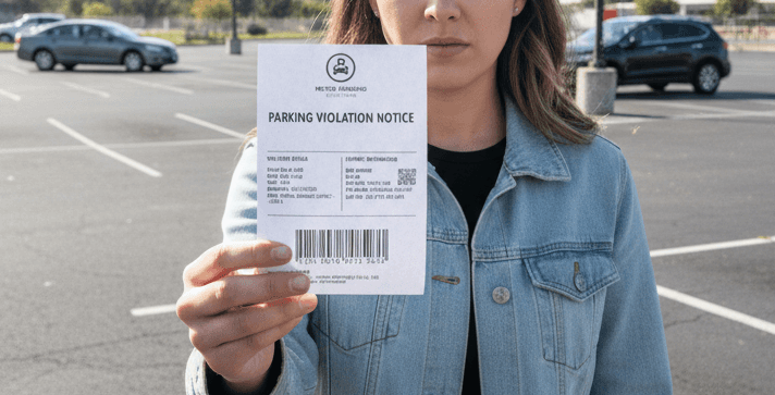 Person holding a car parking ticket with a barcode
