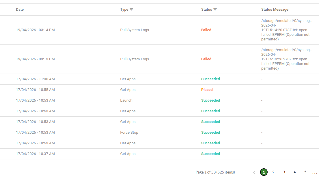 Display Pulse Device logs