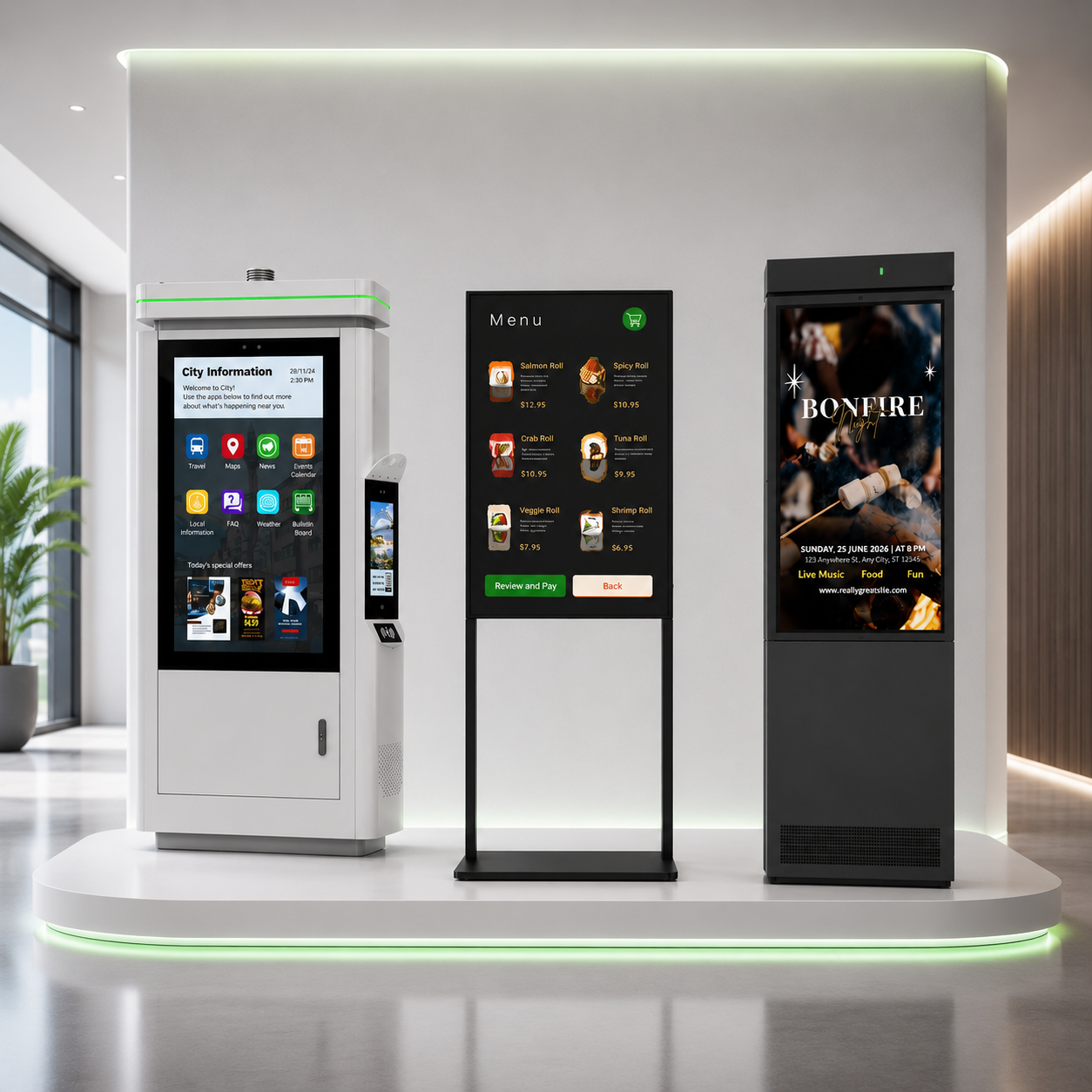 Range of LamasaTech self-service and digital signage kiosks